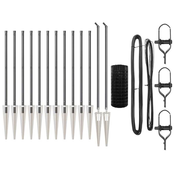 Euro Zaun mit 13 Spitzankern 1x25 m Verzinkter Stahl Grau