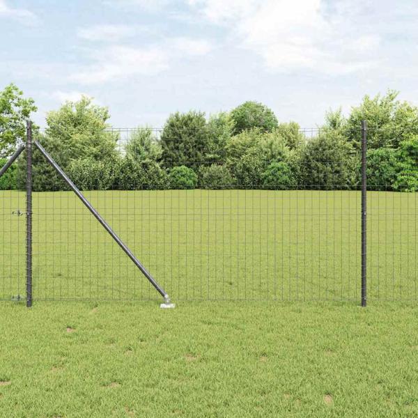 ARDEBO.de - Euro Zaun mit 13 Spike-Pfosten 1x25 m Verzinkter Stahl Grau