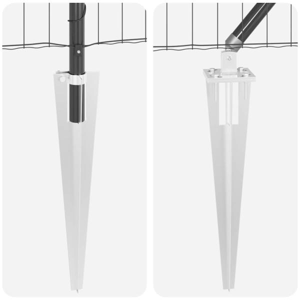 Euro Zaun mit 13 Spike-Posts 0,4x25 m verzinkter Stahl Grau