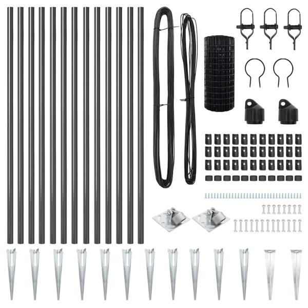 Euro Zaun Set von 2 Grau Metall 25 x 1 m Langlebig Euro Zaun