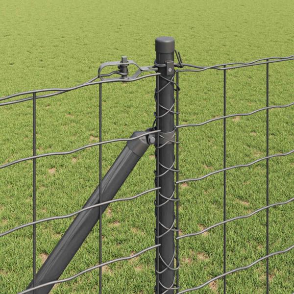 Euro Zaun mit 13 Spitzenpfosten 1,2x25 m aus verzinktem Stahl Grau