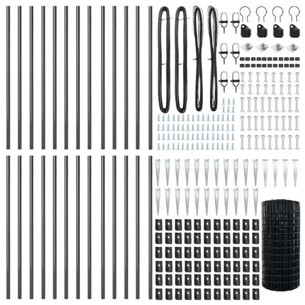 Euro Zaun mit 13 Pfählen 0.4x50 m Feuerverzinkter Stahl Grau