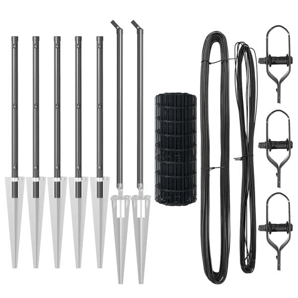 Euro Zaun mit 7 Spikepfosten 0.8x10 m verzinkter Stahl Grau