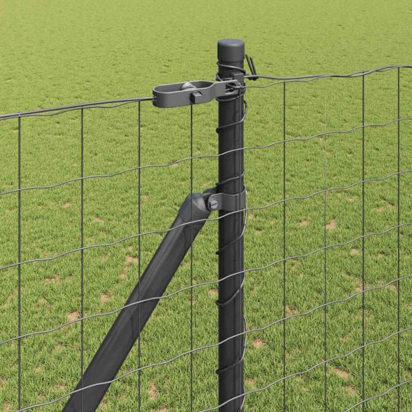 Euro Zaun mit 7 Spike-Posten 1,5x10 m Galvanisierter Stahl Grau
