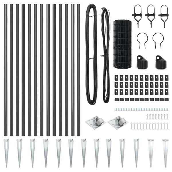 Euro Zaun Grau Set von 2 Grau Metall 25 x 1 m Langlebig