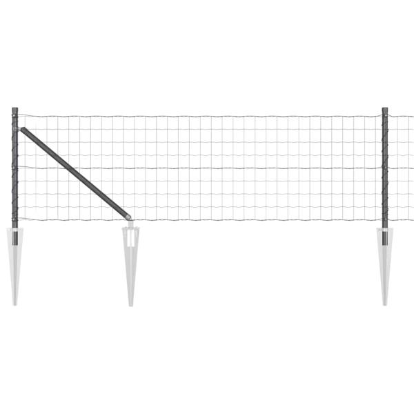 Euro Zaun mit 13 Spike-Posts 0.6x50 m galvanisierter Stahl Grau