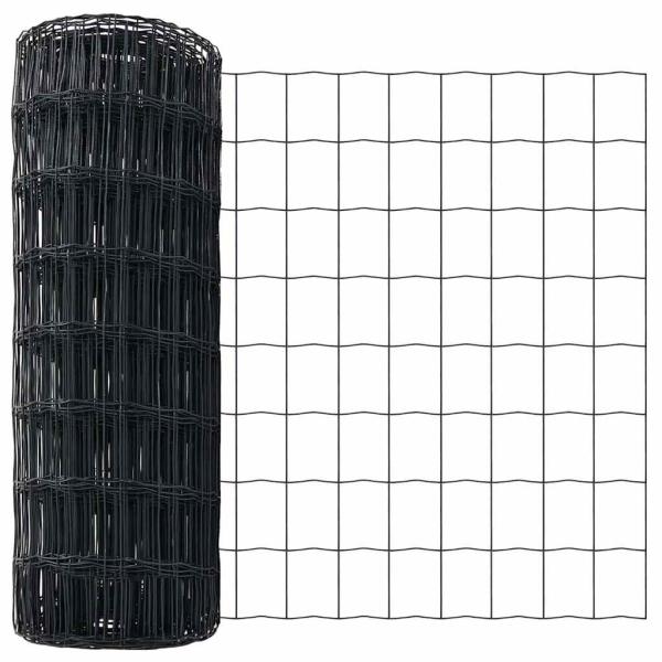 Euro Zaun mit 13 Spike-Posts 0.6x50 m galvanisierter Stahl Grau