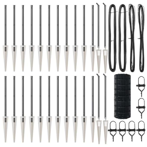 Euro Zaun mit 13 Spike-Posts 0.6x50 m galvanisierter Stahl Grau