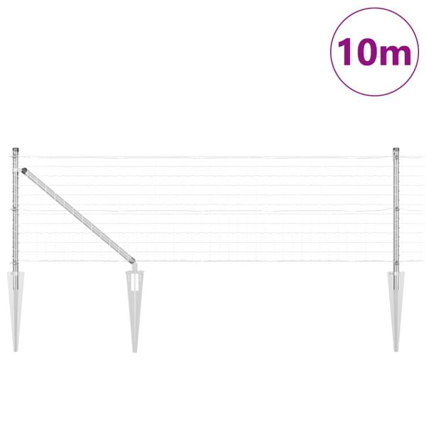 Euro-Zaun mit 7 Spike-Posts 0,4x10 m feuerverzinkter Stahl