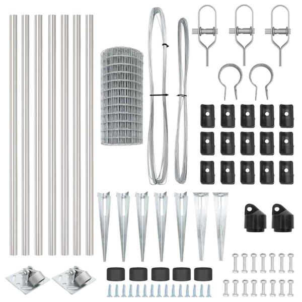 Euro Zaun mit 7 Spitzpfosten 1x10 m aus galvanisiertem Stahl