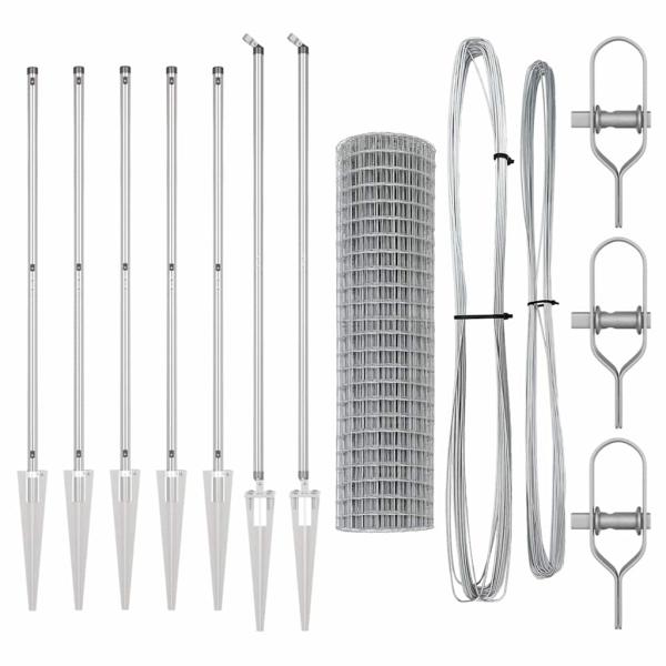 Euro Zaun mit 7 Spitzenpfosten 1,2x10 m Galvanisierter Stahl