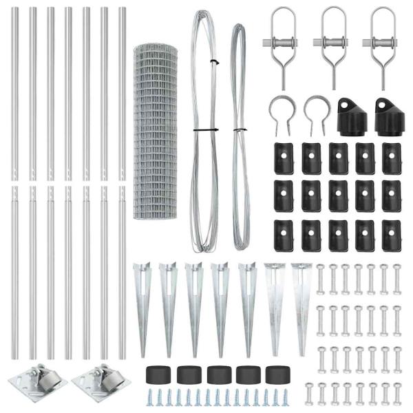 Euro Zaun mit 7 Spitzenpfosten 1,2x10 m Galvanisierter Stahl