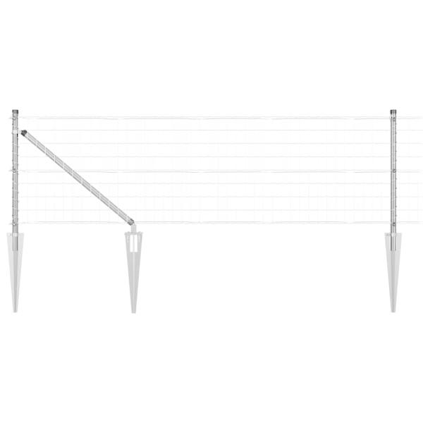 Eurozaun mit 7 Spike-Posts 0,6x10 m verzinkter Stahl