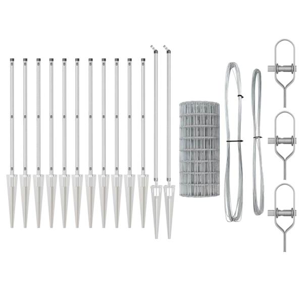 Eurozaun mit 7 Spike-Posts 1x10 m Feuerverzinkter Stahl