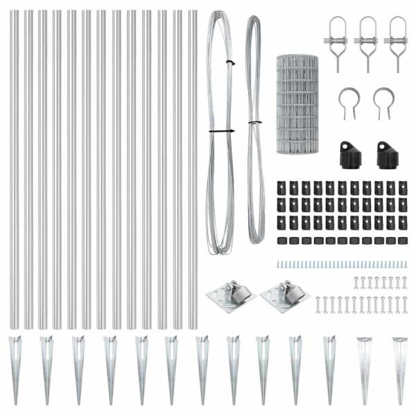 Eurozaun mit 7 Spike-Posts 1x10 m Feuerverzinkter Stahl