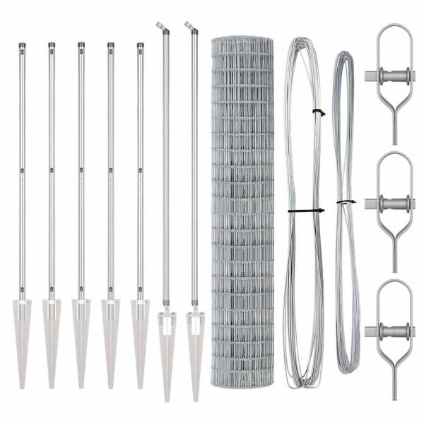 Euro Zaun mit 7 Spike-Posts 1.5x10 m Verzinkter Stahl