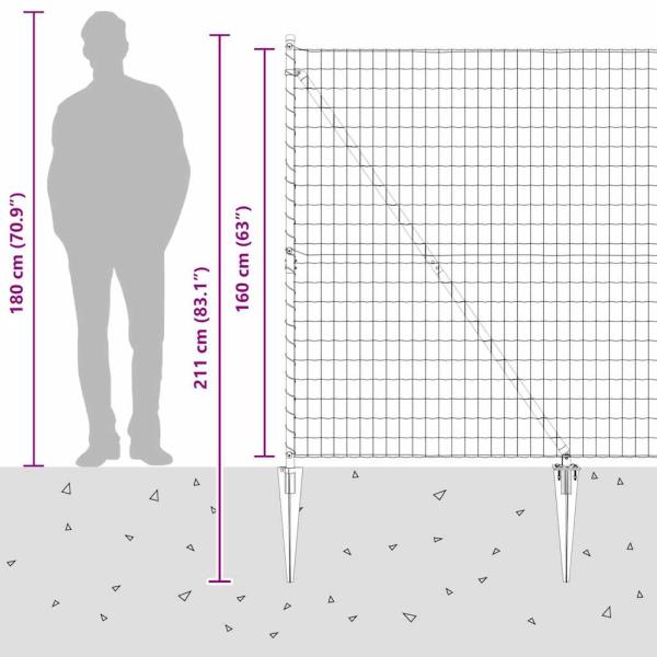 Euro Zaun mit 7 Spike-Pfosten 1,6x10 m Verzinkter Stahl