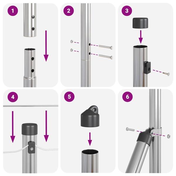 Euro Zaun mit 7 Spike-Posts 1,6x10 m Verzinkter Stahl