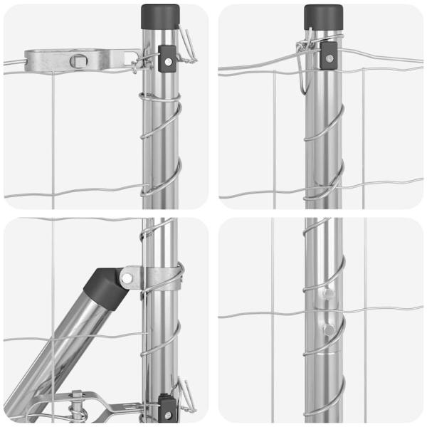Eurozaun mit 7 Pfosten mit Spitze 1,2x10 m verzinkter Stahl