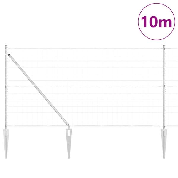 Eurozaun mit 7 Pfosten mit Spitze 1,2x10 m verzinkter Stahl