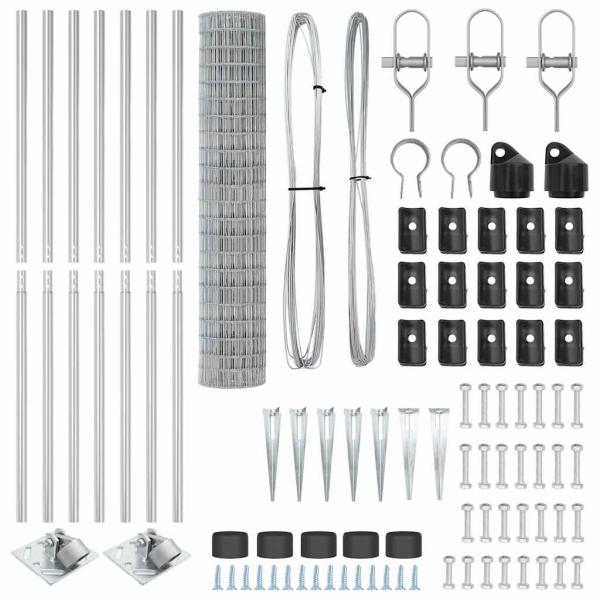Euro Zaun mit 7 Spießen 1.6x10 m Galvanisierter Stahl