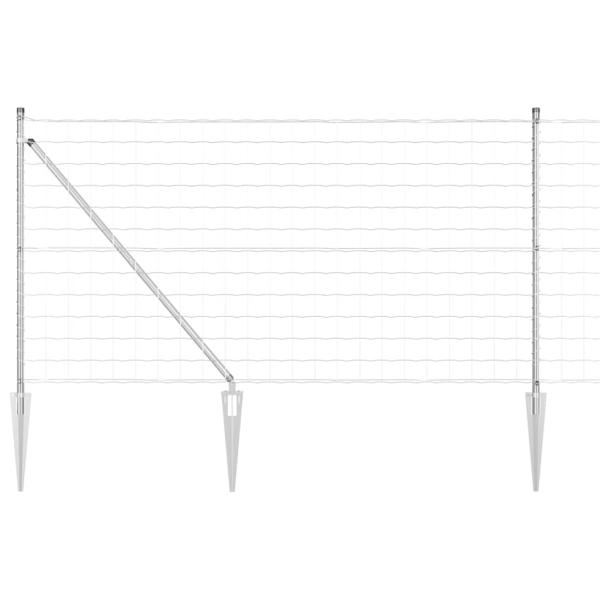 Euro-Zaun mit 7 Pfahlankern 0.8x10 m Galvanisierter Stahl
