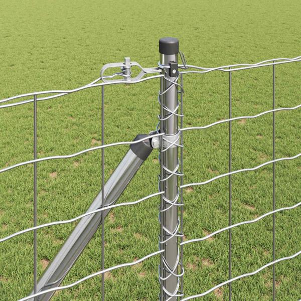 Euro-Zaun mit 7 Spitzpfosten 1,4x10 m Feuerverzinkter Stahl