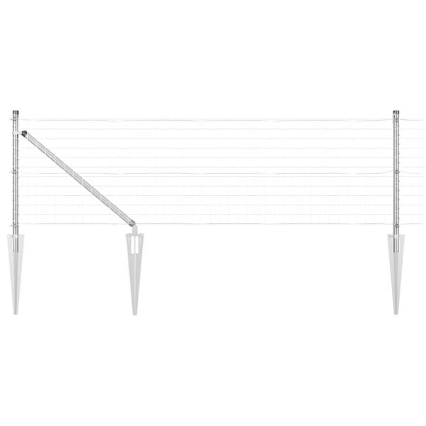 Euro-Zaun mit 13 Dornpfosten 0,6x25 m Verzinkter Stahl