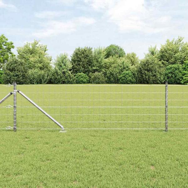 Euro Zaun mit 13 Spitzpfosten 0.6x25 m Verzinkter Stahl