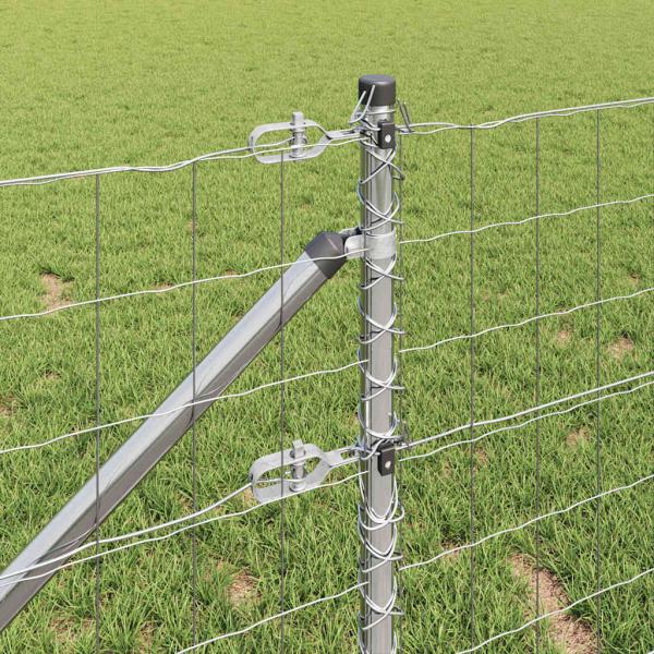 Euro Zaun mit 13 Spitzpfosten 0.6x25 m Verzinkter Stahl