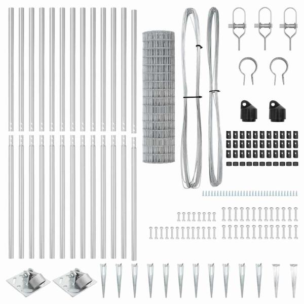 Euro Zaun mit 13 Dübelpfosten 1,2x25 m Verzinkter Stahl