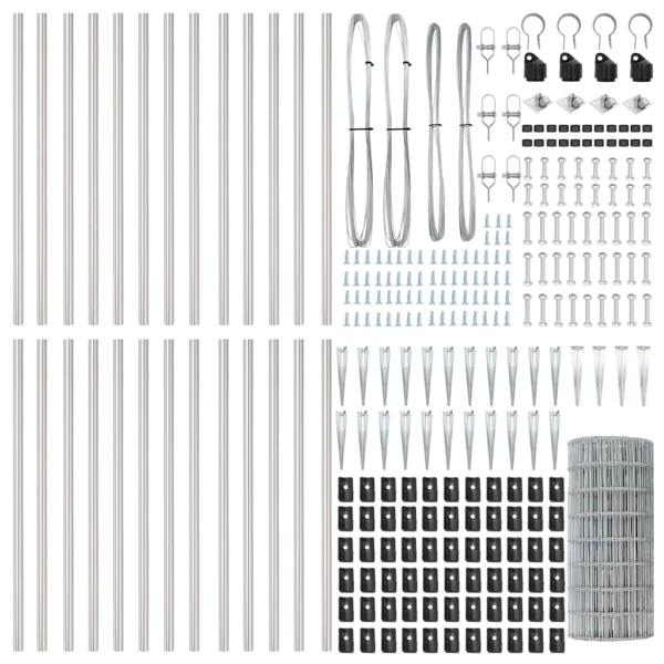 Euro Zaun mit 13 Spitzenpfählen 0.4x50 m Galvanisierter Stahl