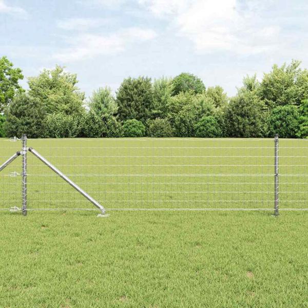 Eurozaun mit 13 Spike-Posts 0,6x50 m Galvanisierter Stahl