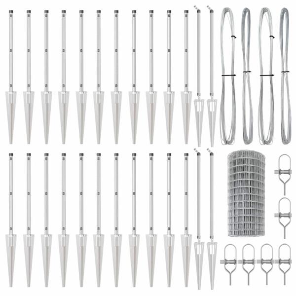 Euro Zaun mit 13 Spike Pfosten 0.4x50 m Verzinkter Stahl