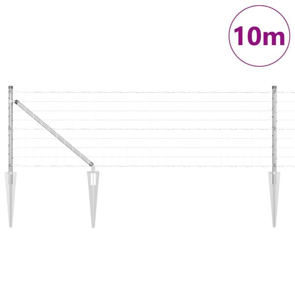 Euro Zaun mit 7 Spike-Posts 0.8x10 m Verzinkter Stahl