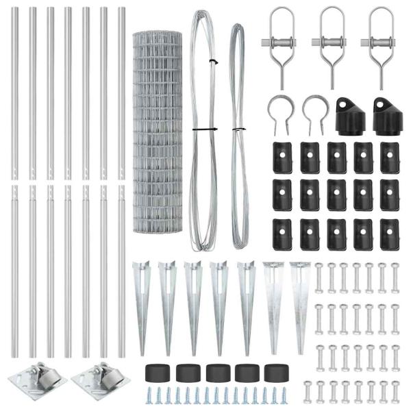 Eurozaun mit 7 Spike-Posten 1,2x10 m aus galvanisiertem Stahl