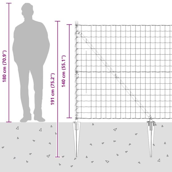 Euro Zaun mit 7 Spike-Posts 1.4x10 m Verzinkter Stahl