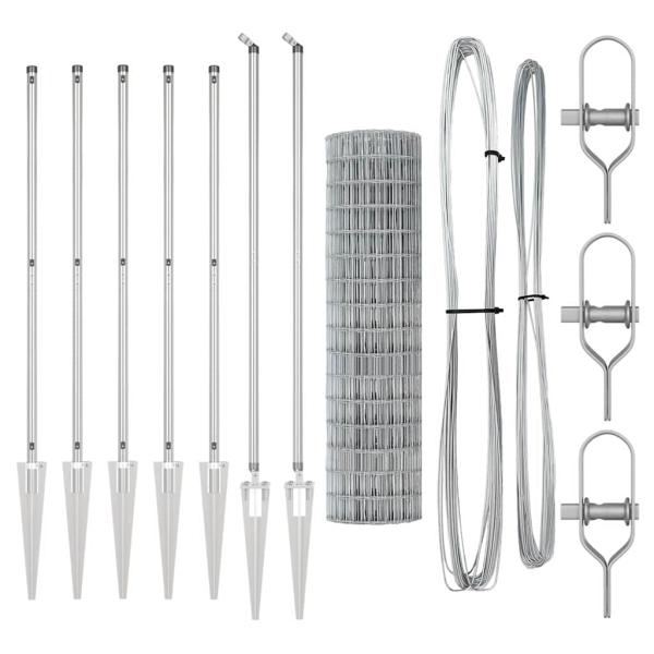 Euro Zaun mit 7 Spike-Posts 1.4x10 m Verzinkter Stahl