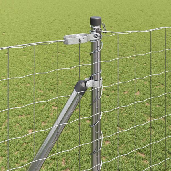 Euro-Zaun mit 7 Spike-Posts 1.5x10 m Galvanisierter Stahl