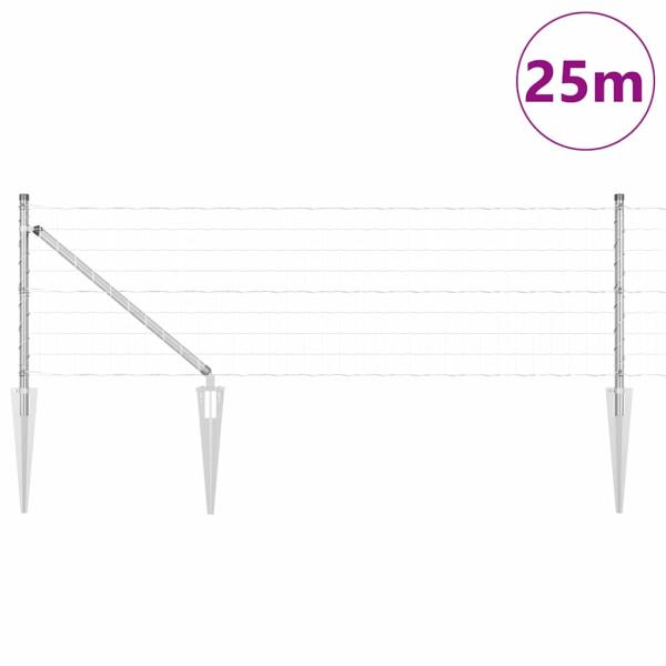 Euro Zaun mit 13 Spike-Pfosten 0,4x25 m Feuerverzinkter Stahl