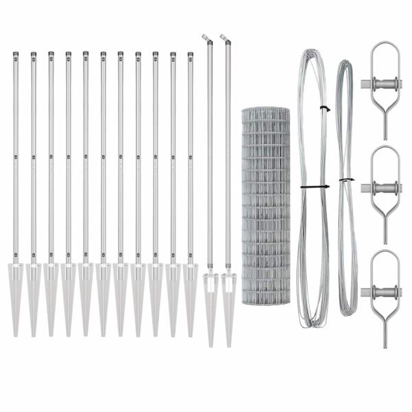 Euro Zaun mit 13 Spike-Posts 1,2x25 m Verzinkter Stahl