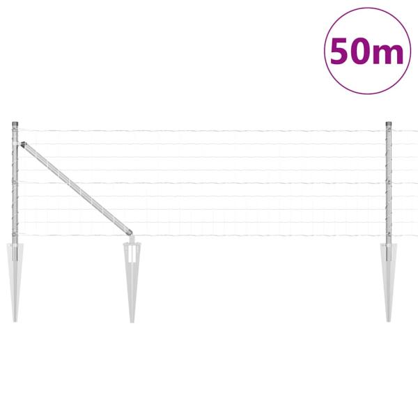 Euro Zaun mit 13 Spike-Posten 0.6x50 m verzinkter Stahl