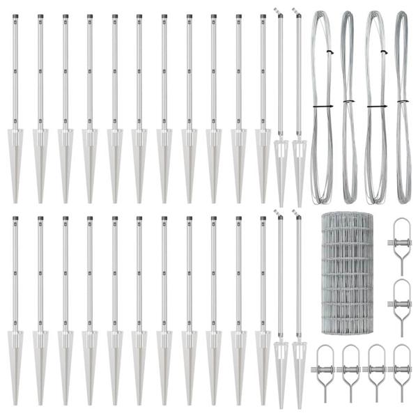 Euro Zaun mit 13 Spike-Posten 0.6x50 m verzinkter Stahl