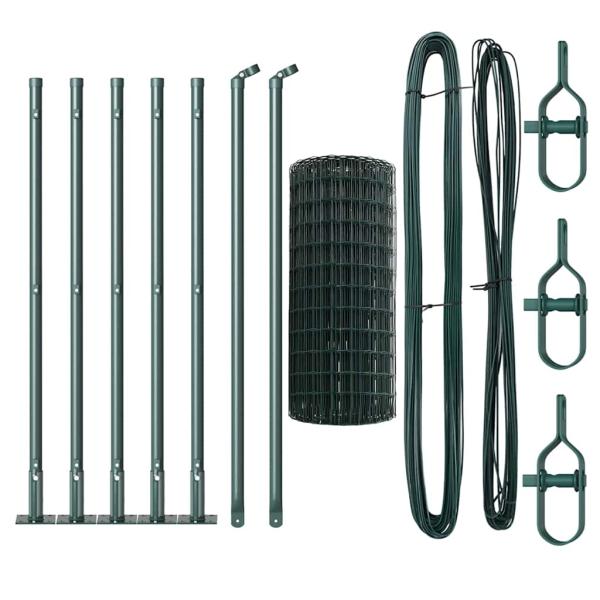 Euro-Zaun mit 7 Flanschpfosten 0,4x10 m galvanisierter Stahl