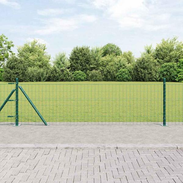 ARDEBO.de - Euro Zaun mit 7 Flanschpfosten 0,4x10 m galvanisierter Stahl