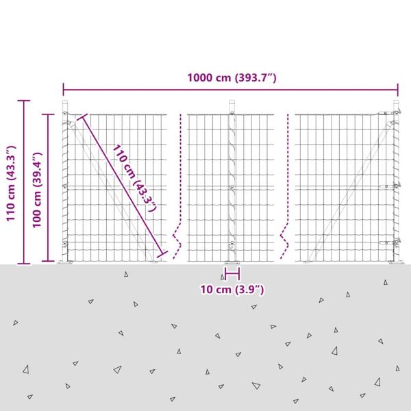 Euro-Zaun mit Betonsockel 10 x 1 m PVC-beschichteter Stahl Grün