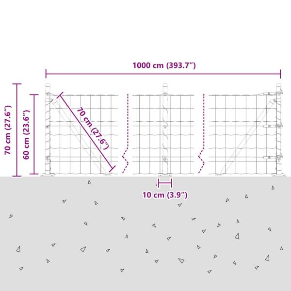 Euro Zaun mit 7 Flanschpfosten 0.6x10 m verzinkter Stahl