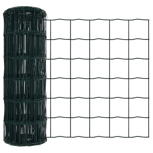 Eurozaun mit 7 Flanschpfosten 0.4x10 m Verzinkter Stahl