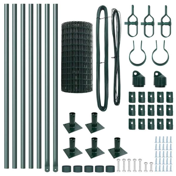 Euro Zaun mit 7 Flanschpfosten 0.6x10 m Verzinkter Stahl