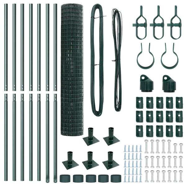 Euro-Zaun Set aus 2 Grün Feuerverzinkter Stahl 10 x 1,5 m